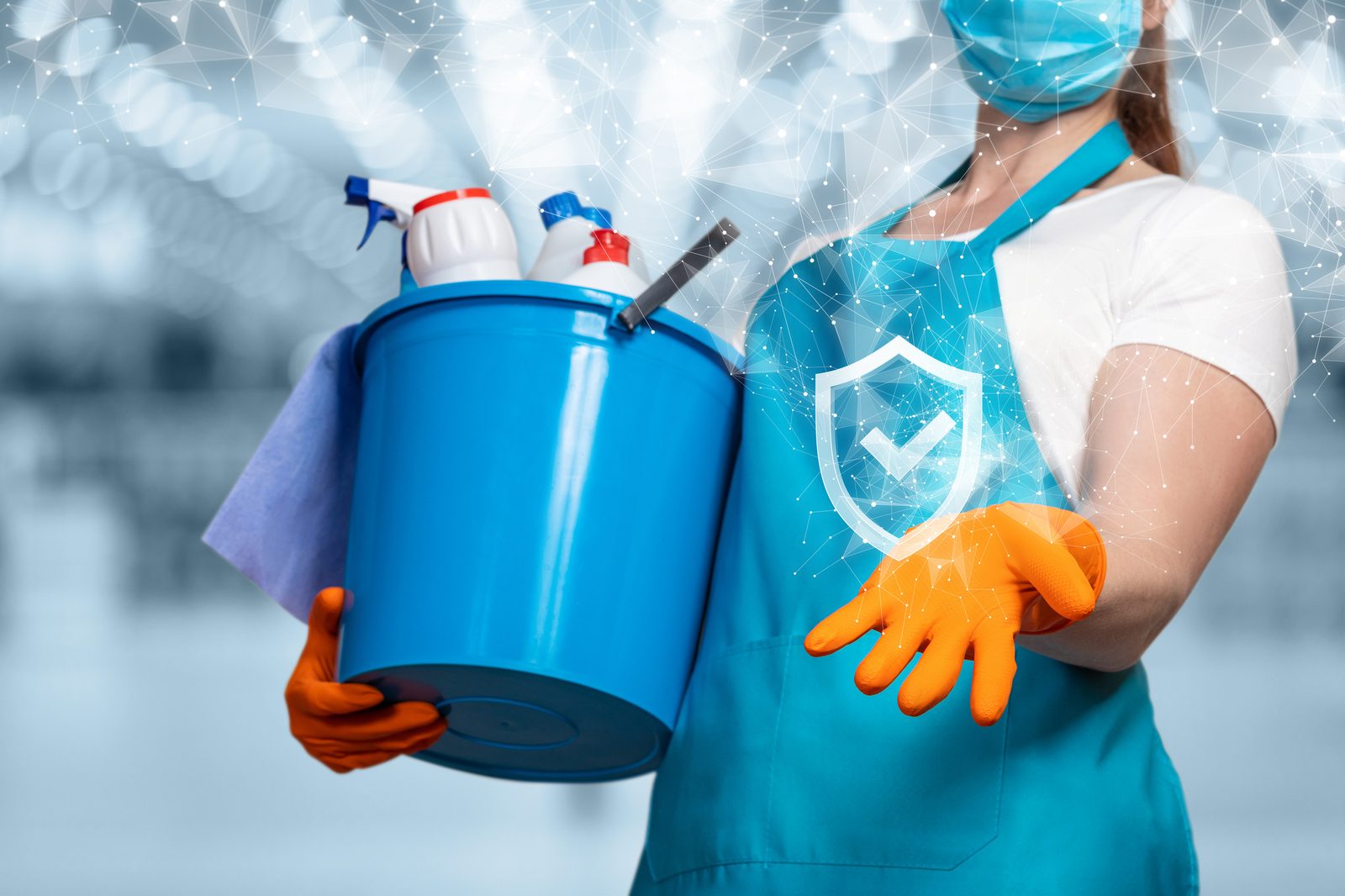 Tim cleaning service Artomoro Global Service dengan peralatan lengkap